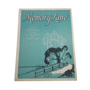 Memory Lane Vintage Sheet 1924 Music Piano Voice Easy Listening